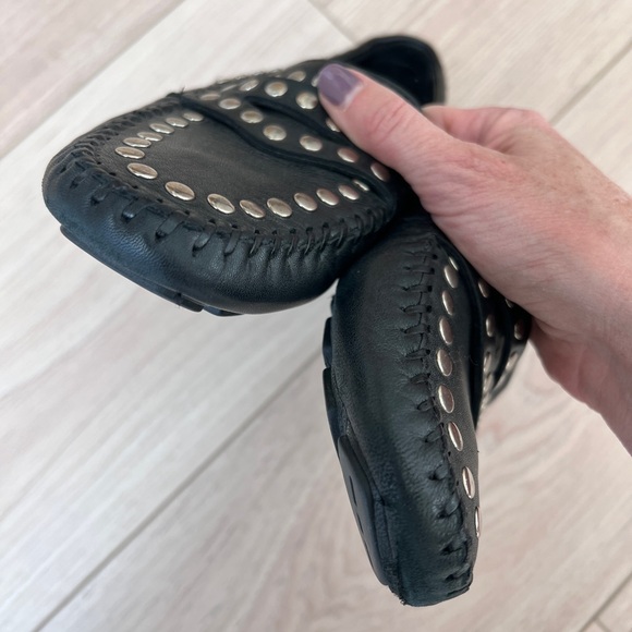 ROBERT ZUR silver stud black leather loafers / size 7.5 - Picture 4 of 6